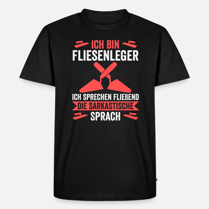 Fliesenleger Beruf Plattenleger Geschenk - Männer Premium Bio T-Shirt - Schwarz