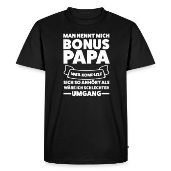Stiefvater Familie Stiefpapa Geschenk - Männer Premium Bio T-Shirt - Schwarz - Vorne - Nico (187cm)