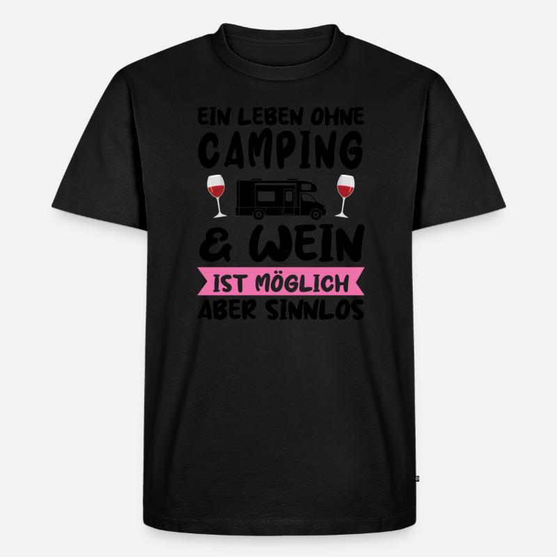 Campen Wein Campingplatz Geschenk - Männer Premium Bio T-Shirt - Schwarz