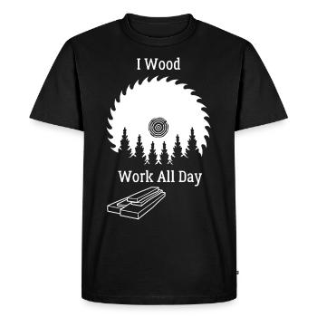 I Travail du bois toute la journée - Travail du bois - T-shirt Premium bio Homme - noir - Devant - Nico (187cm)