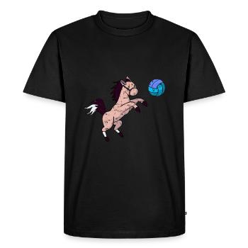 Cheval mignon jouant au volley-ball et au jumping grunge - T-shirt Premium bio Homme - noir - Devant - Nico (187cm)