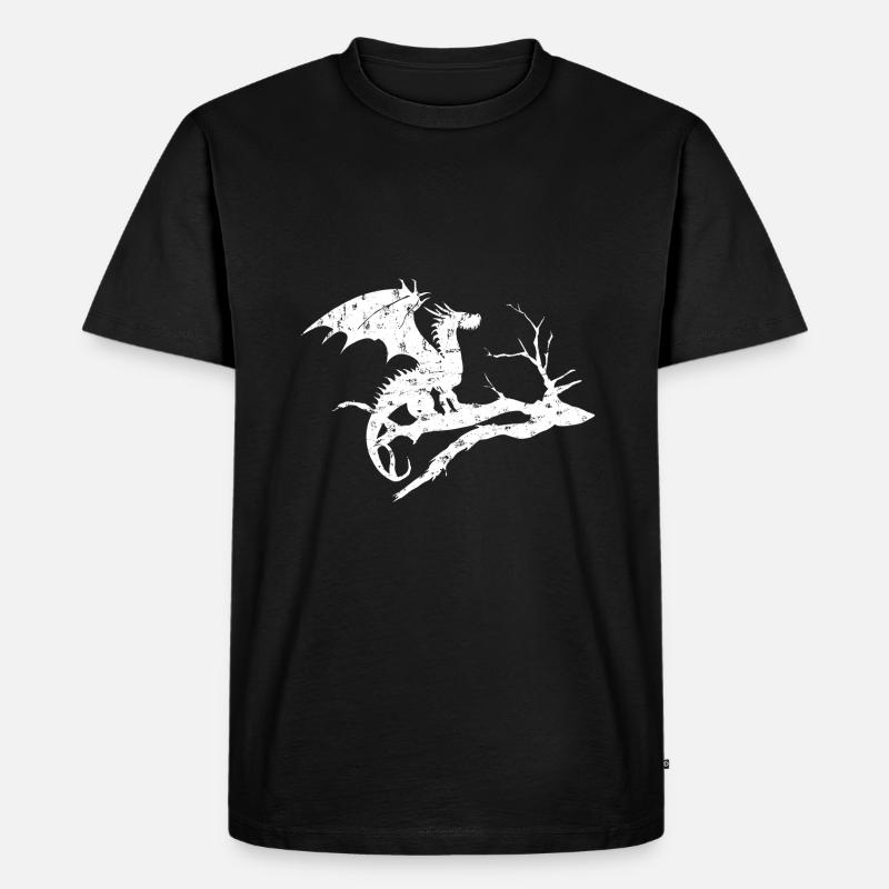 drache design silhouette toter baum - Männer Premium Bio T-Shirt - Schwarz