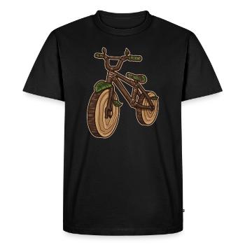 Nature Bicycle | Wooden Earth Day Illustration - Men's Premium Organic T-Shirt - black - Front - Nico (187cm)