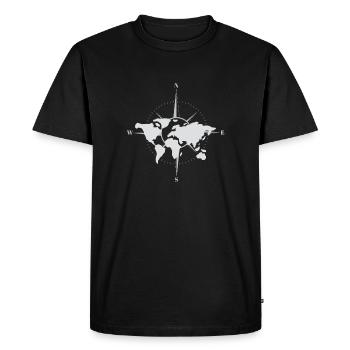 Carte du monde et boussole - T-shirt Premium bio Homme - noir - Devant - Nico (187cm)