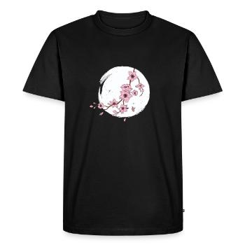Lune de fleur de cerisier - T-shirt Premium bio Homme - noir - Devant - Nico (187cm)