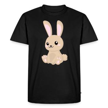 Lapin de dessin animé mignon assis - T-shirt Premium bio Homme - noir - Devant - Nico (187cm)