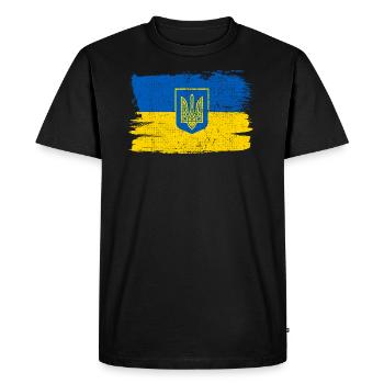 Ucraina Bandiera Ukraine Flag Peace Vintage - Men's Premium Organic T-Shirt - black - Front - Nico (187cm)