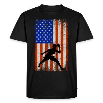 Drapeau américain Ping Pong Joueur de tennis de table - T-shirt Premium bio Homme - noir - Devant - Nico (187cm)