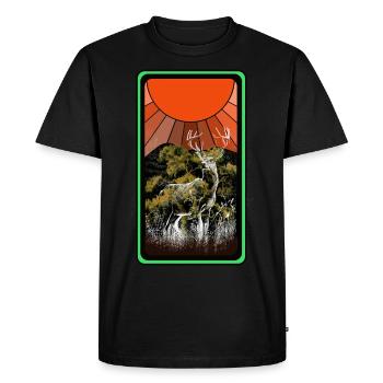 wilderness, forest animal, deer, moose, nature, sun, red deer - Men's Premium Organic T-Shirt - black - Front - Nico (187cm)