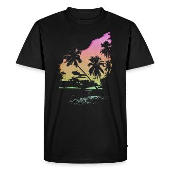 Été, soleil, plage - T-shirt Premium bio Homme - noir - Devant - Nico (187cm)