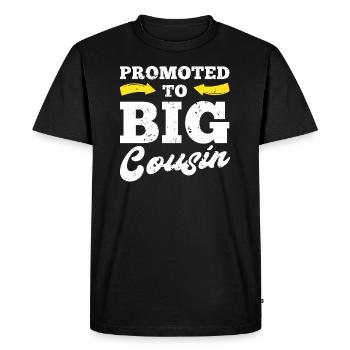 Promu au grand cousin - T-shirt Premium bio Homme - noir - Devant - Nico (187cm)