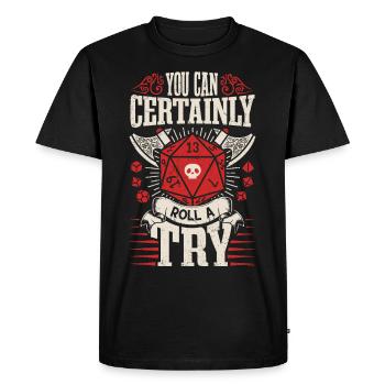 Dragon Jeux de rôle - Tu peux certainement essayer - T-shirt Premium bio Homme - noir - Devant - Nico (187cm)