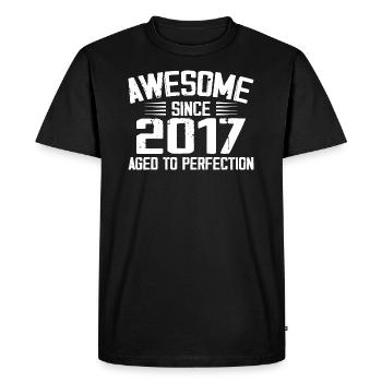 Vintage 2017 7th Anniversary Gift 2017 - Men's Premium Organic T-Shirt - black - Front - Nico (187cm)