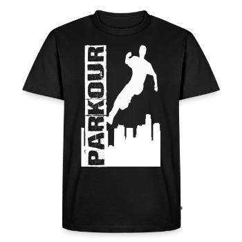 Le parkour - T-shirt Premium bio Homme - noir - Devant - Nico (187cm)