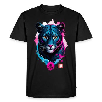 Panthère rêve rose bleu - T-shirt Premium bio Homme - noir - Devant - Nico (187cm)