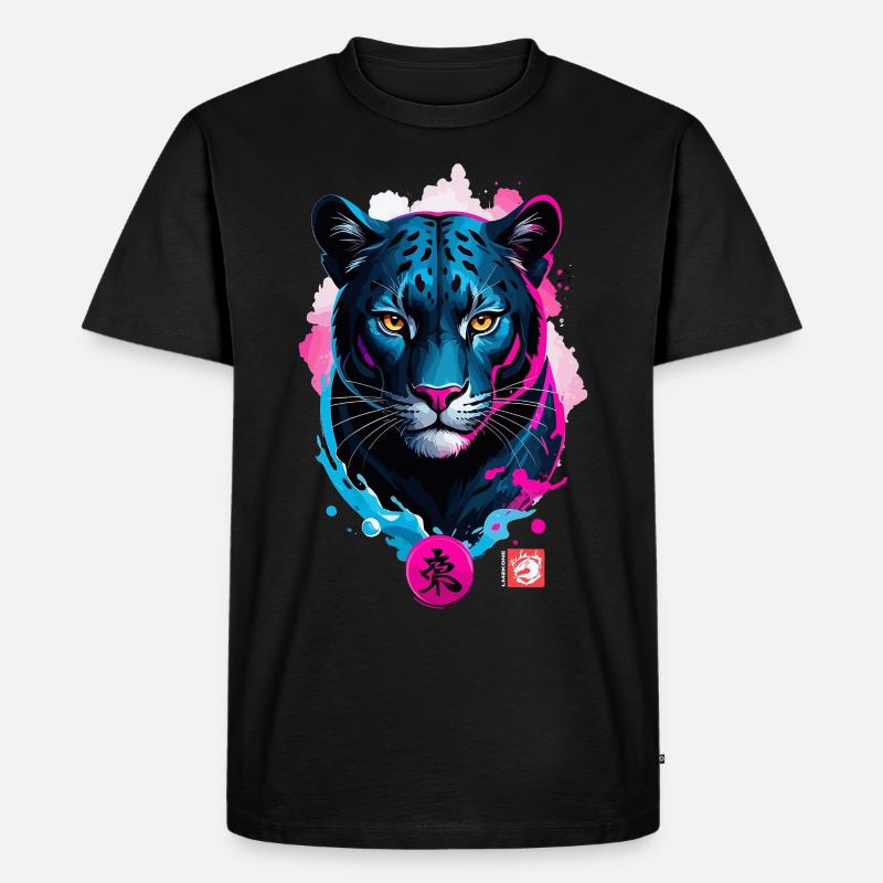 Panther Dream Pink Blau - Männer Premium Bio T-Shirt - Schwarz