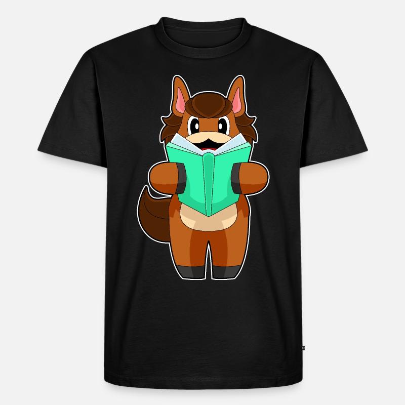 Pferd Buch - Männer Premium Bio T-Shirt - Schwarz
