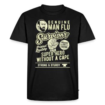 Man Flu Survivor Superhero Statement - Men's Premium Organic T-Shirt - black - Front - Nico (187cm)