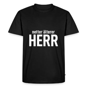 netter älterer Herr - Männer Premium Bio T-Shirt - Schwarz - Vorne - Nico (187cm)