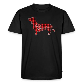 Dachshund Feliz Navidad Gift Chèques de Noël - T-shirt Premium bio Homme - noir - Devant - Nico (187cm)