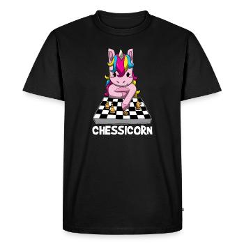 Chessicorn Funny Unicorn Chess Playing Girl Gift - Men's Premium Organic T-Shirt - black - Front - Nico (187cm)