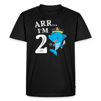 Pirates 2nd Birthday Party 2 Years Shark Gift Idea - Men's Premium Organic T-Shirt - black - Front - Nico (187cm)