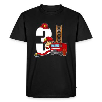 3 ans vieux pompier 3e anniversaire pompiers - T-shirt Premium bio Homme - noir - Devant - Nico (187cm)