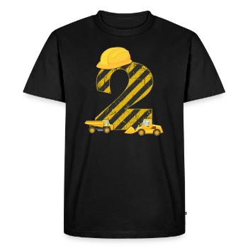 2nd Birthday Digger 2 Years Builder Excavator Gift - Men's Premium Organic T-Shirt - black - Front - Nico (187cm)