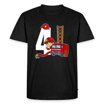 4 ans vieux pompier 4e anniversaire pompiers - T-shirt Premium bio Homme - noir - Devant - Nico (187cm)