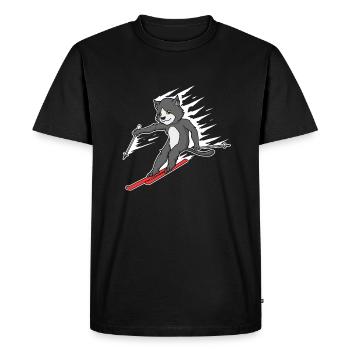 Cat Skiing Ski Slope Winter Sports Meow - Men's Premium Organic T-Shirt - black - Front - Nico (187cm)