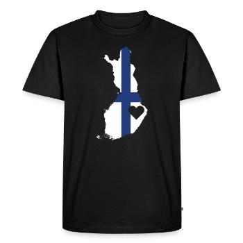 Love Finland Gift Finnish Pride Heart - Men's Premium Organic T-Shirt - black - Front - Nico (187cm)