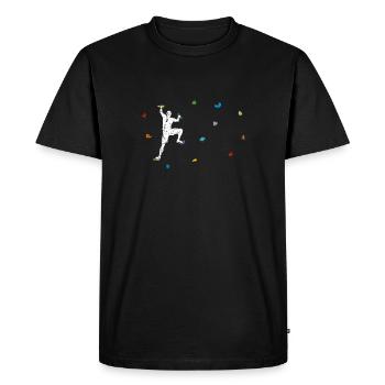 Lustiges Farbenfrohes Boulder Kletterer Geschenk - Männer Premium Bio T-Shirt - Schwarz - Vorne - Nico (187cm)
