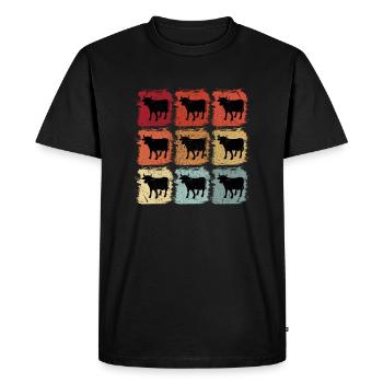 Rétro Pop Art Vache Taureau - T-shirt Premium bio Homme - noir - Devant - Nico (187cm)