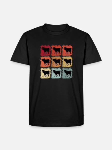 Rétro Pop Art Vache Taureau - T-shirt Premium bio Homme - noir