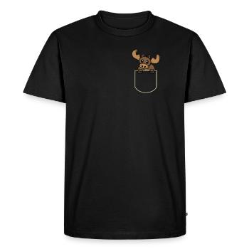 Elch in Der Brusttasche Elche T-Shirt - Männer Premium Bio T-Shirt - Schwarz - Vorne - Nico (187cm)