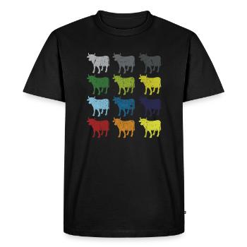Neon Pop Art Retro Cow Farmer Gift - Men's Premium Organic T-Shirt - black - Front - Nico (187cm)