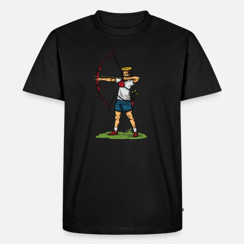 Coole Jesus Bogenschießen Geschenkidee - Männer Premium Bio T-Shirt - Schwarz