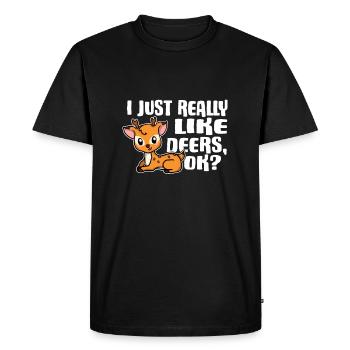 I Just Really Like Deer Ok Idée cadeau - T-shirt Premium bio Homme - noir - Devant - Nico (187cm)