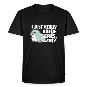 Cute I Just Really Like Seals Ok Gift Idea - Men's Premium Organic T-Shirt - black - Front - Nico (187cm)