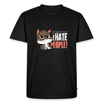 I Hate People Cat Gift Idea - Men's Premium Organic T-Shirt - black - Front - Nico (187cm)