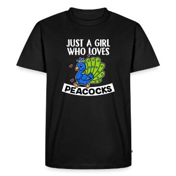 Just A Girl Who Loves Peacocks Cute Peacock - Men's Premium Organic T-Shirt - black - Front - Nico (187cm)