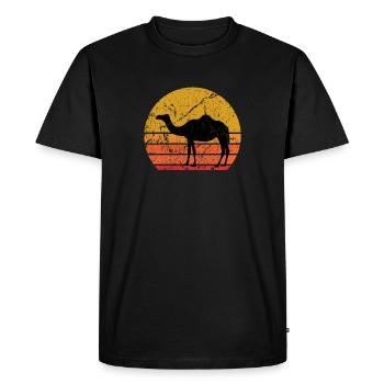 Retro Sun Camel Dromedary Gift - Men's Premium Organic T-Shirt - black - Front - Nico (187cm)
