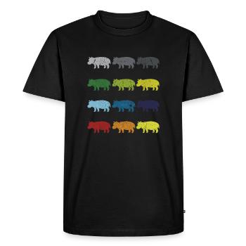 Neon Pop Art Retro Hippo Animal Gift - Men's Premium Organic T-Shirt - black - Front - Nico (187cm)