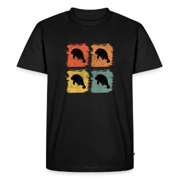 Dugong Manatee Sea Cow Retro Pop Art - Men's Premium Organic T-Shirt - black - Front - Nico (187cm)