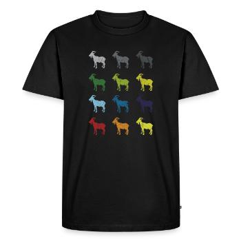 Neon Pop Art Retro Goat Farmer Animal Gift - Men's Premium Organic T-Shirt - black - Front - Nico (187cm)