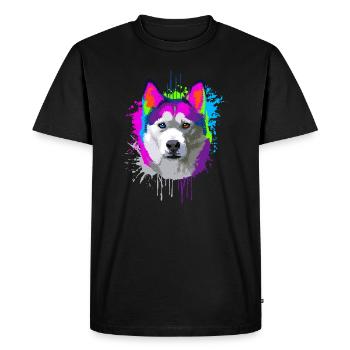 Splash Art Siberian Husky propriétaire de chien cadeau - T-shirt Premium bio Homme - noir - Devant - Nico (187cm)