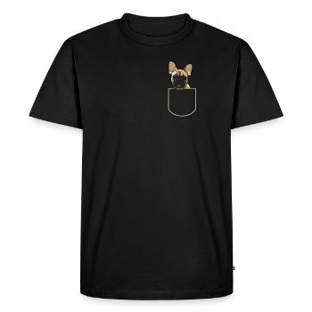 French Bulldog In The Pocket Frenchie Lover Gift - Men's Premium Organic T-Shirt - black - Front - Nico (187cm)