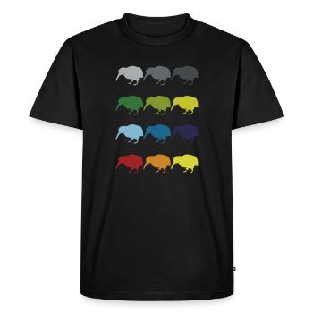 Neon Pop Art Retro Kiwi oiseau de course Idée cadeau - T-shirt Premium bio Homme - noir - Devant - Nico (187cm)