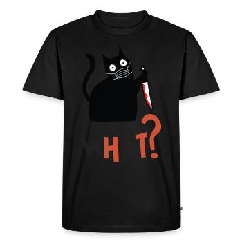 Cat What Black Cat Shirt Murderous Cat With Knife - Men's Premium Organic T-Shirt - black - Front - Nico (187cm)