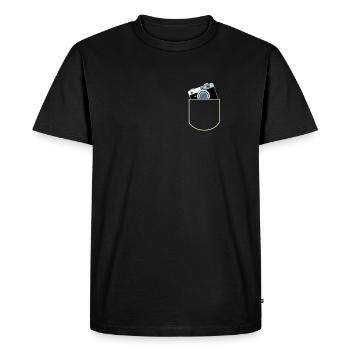 Caméra Dans La poche poitrine Photographe Idée cadeau - T-shirt Premium bio Homme - noir - Devant - Nico (187cm)